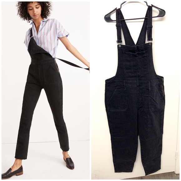 Madewell Petite Skinny Overalls Dark Lunar Wash - Picture 2 of 5